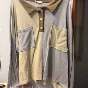 Colorblock Long Sleeve Blouse